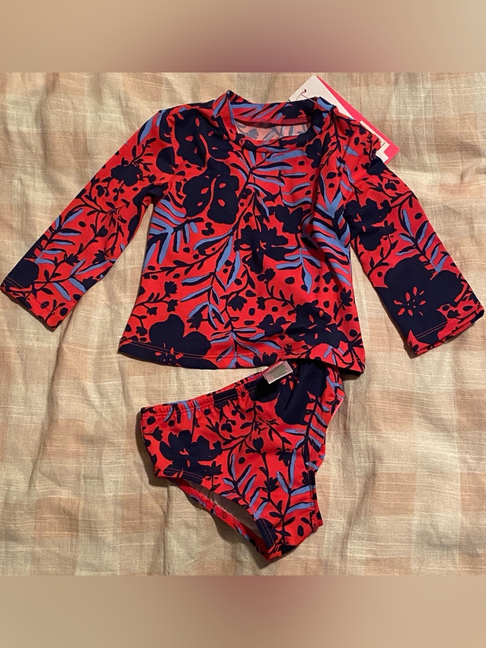 Lilly Pulitzer Toddler Girls Bobby Rashguard Set UPF 50+ Ruby Red Size 2